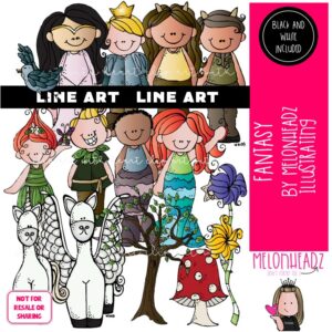 Fantasy clip art, myth, creatures LINE ART and BLACK AND WHITE