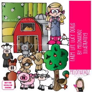 Farm Life clip art, Lucy Doris, Melonheadz Characters COLORED Version