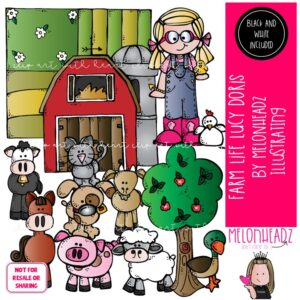 Farm Life clip art, Lucy Doris, Melonheadz Characters COMBO PACK
