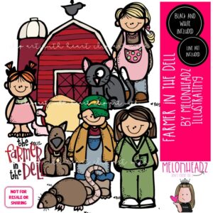 Farmer in the Dell clip art, nursery rhyme, song COMBO PACK