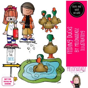 Feeding Ducks clip art, kidlettes, pond Mini