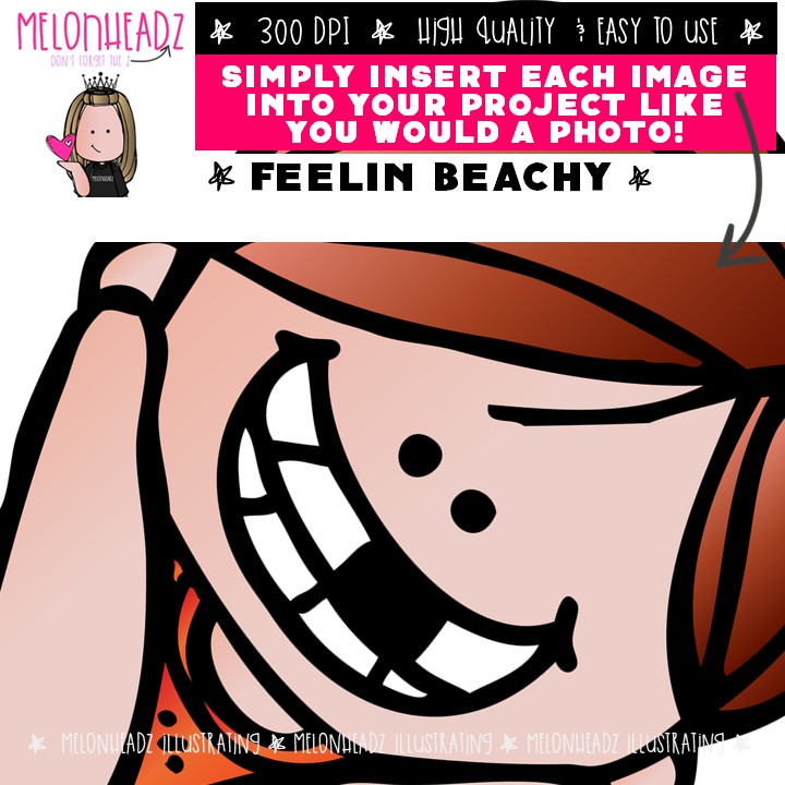 Feelin Beachy clip art, sandcastle, swim COLORED Version - Image 3