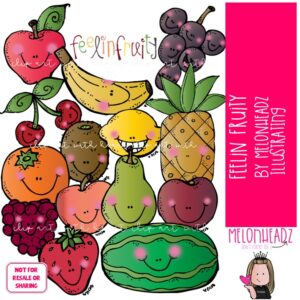 Feelin Fruity clip art, food, apple, banana COLORED Version