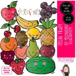 Feelin Fruity clip art, food, apple, banana COMBO PACK