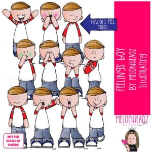 Feelings clip art, emotions, expressions, Boy COLORED Version