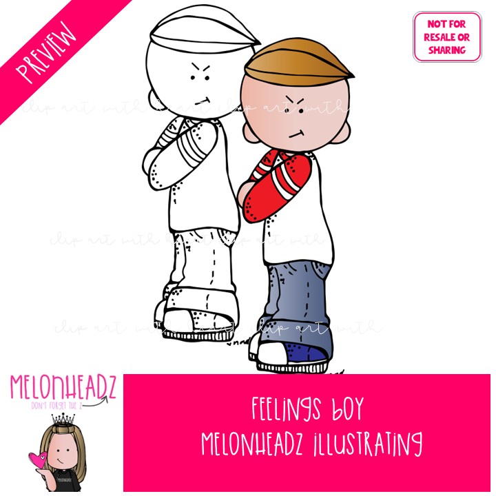 Feelings clip art, emotions, expressions, Boy COMBO PACK - Image 2