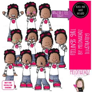 Feelings clip art, emotions, expressions, Girl COMBO PACK