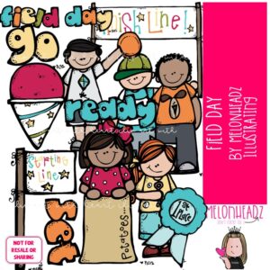 Field Day clip art, play, outdoors COLORED Version