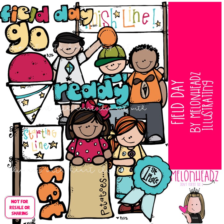 Field Day clip art, play, outdoors COLORED Version