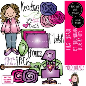First Grade clip art, school, teacher COMBO PACK