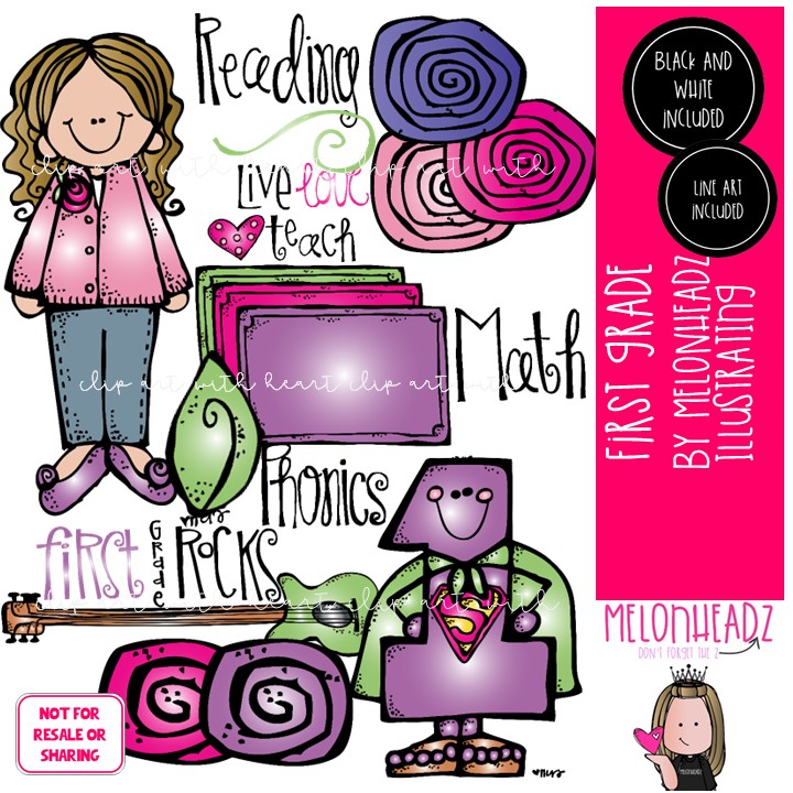 First Grade clip art, school, teacher COMBO PACK