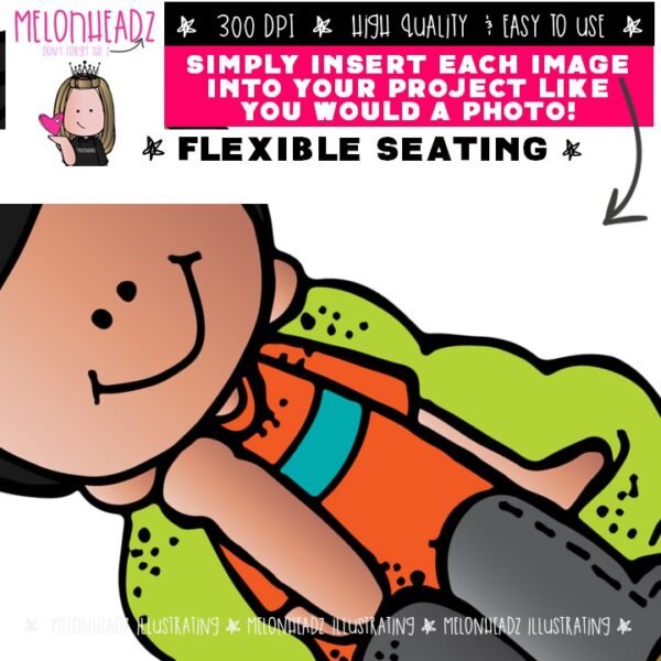 Flexible Seating clip art, classroom, bean bag COLORED Version - Melonheadz