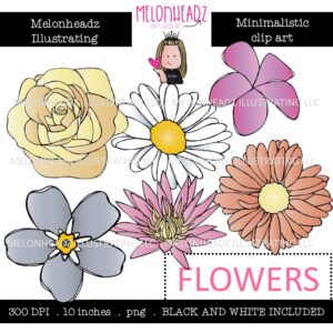 Flowers clip art, Minimal Style Mini
