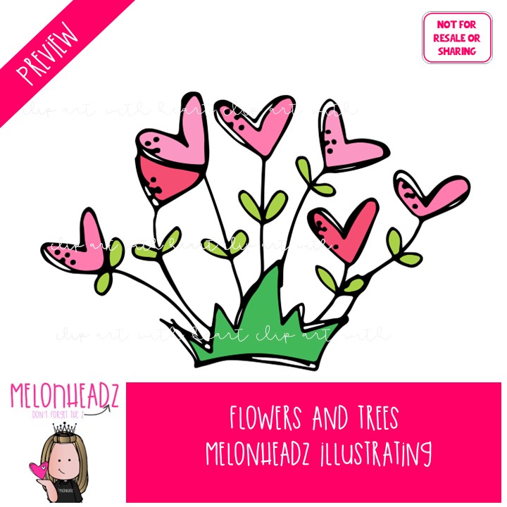 Flowers and Trees clip art, background pieces, shrub COLORED Version - Image 2