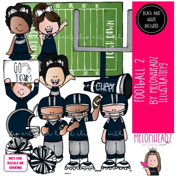 Football 2 clip art, sport, cheerleader COMBO PACK - Melonheadz