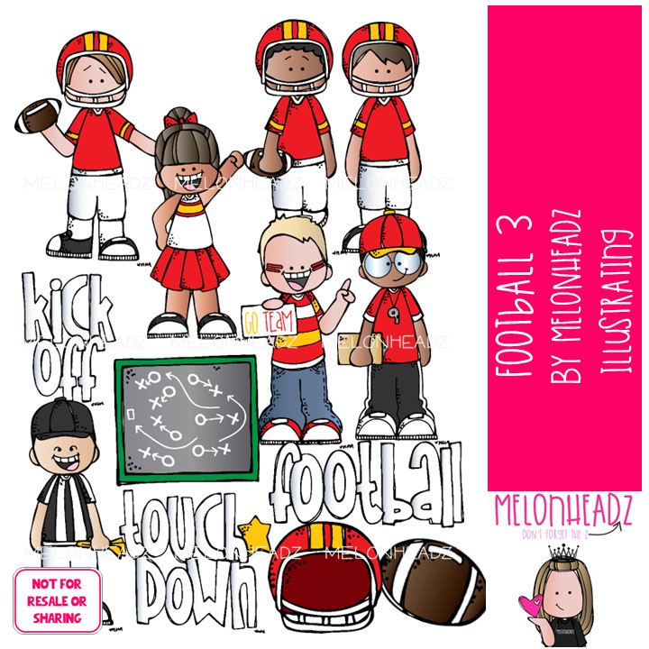 Football 3 clip art, sport, cheerleader COLORED Version