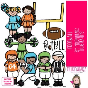 Football clip art, sport, cheerleader COLORED Version