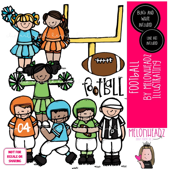 Football clip art, sport, cheerleader COMBO PACK