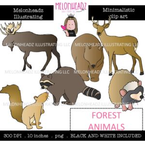 Forest Animals clip art, Minimal Style Mini