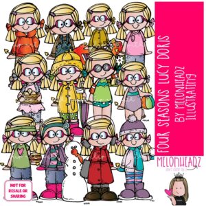 Four Seasons clip art, Lucy Doris, Melonheadz Characters COLORED Version