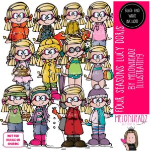 Four Seasons clip art, Lucy Doris, Melonheadz Characters COMBO PACK