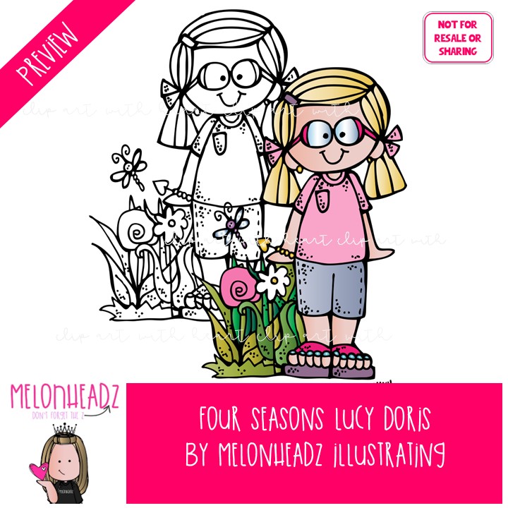 Four Seasons clip art, Lucy Doris, Melonheadz Characters COMBO PACK - Image 2