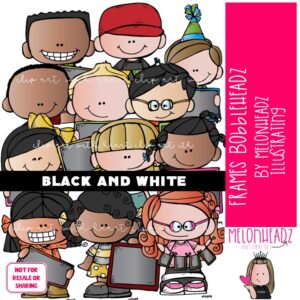 Frames clip art, Bobbleheadz, blank BLACK AND WHITE