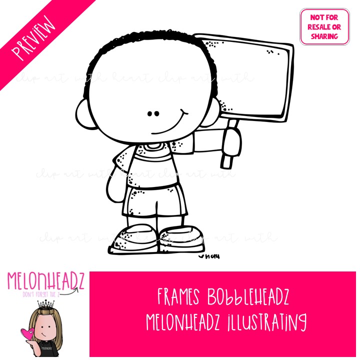 Frames clip art, Bobbleheadz, blank BLACK AND WHITE - Image 2