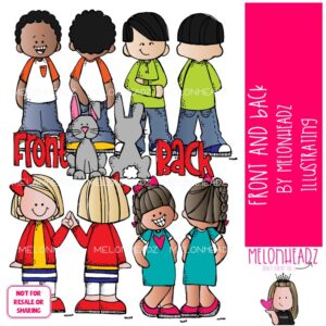 Front and Back clip art, opposite, matching COLORED Version