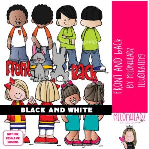 Front and Back clip art, opposite, matching BLACK AND WHITE