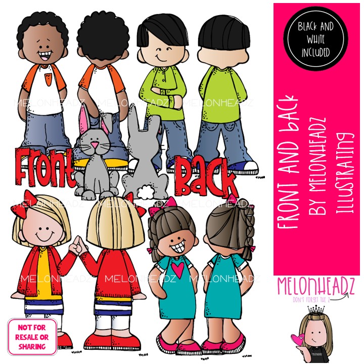 Front and Back clip art, opposite, matching COMBO PACK