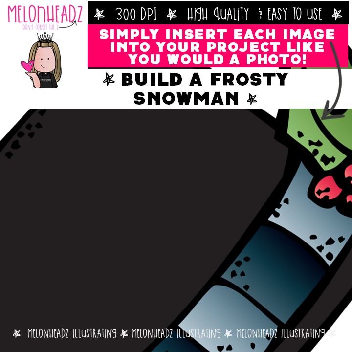 Build a frosty snowman clip art, Winter clip art, Christmas COLORED Version - Image 3