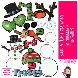 Build a frosty snowman clip art, Winter clip art, Christmas COLORED Version