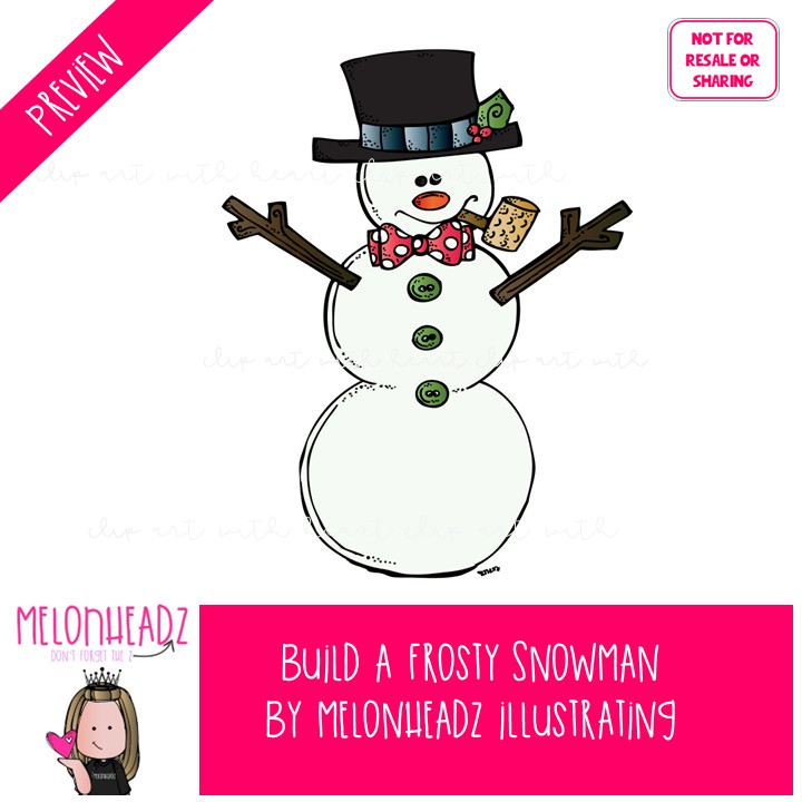 Build a frosty snowman clip art, Winter clip art, Christmas COLORED Version - Image 2