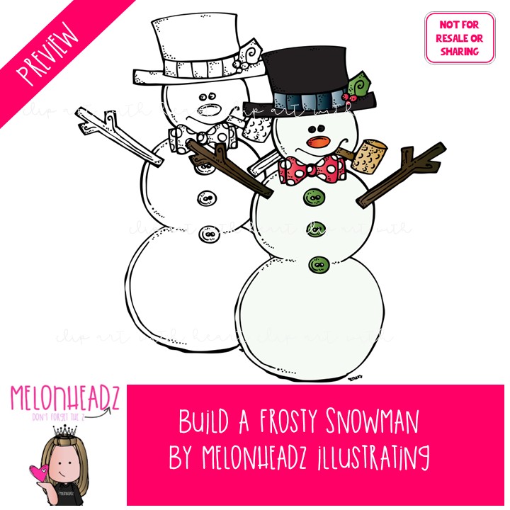 Build a frosty snowman clip art, Winter clip art, Christmas COMBO PACK - Image 2