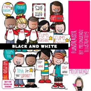 Fundraiser clip art, Donation clip art, Charity Drive clip art BLACK AND WHITE