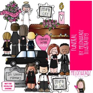 Funeral clip art, wake, vigil COLORED Version