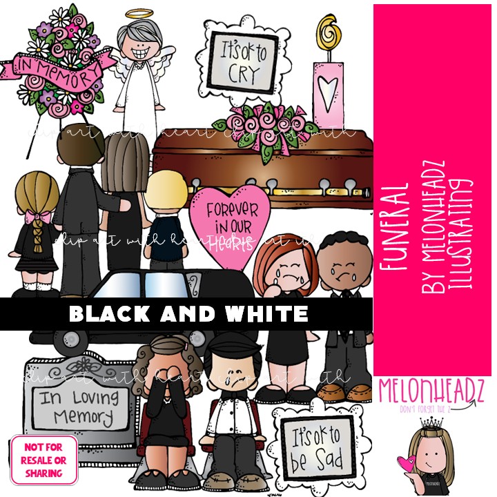Funeral clip art, wake, vigil BLACK AND WHITE