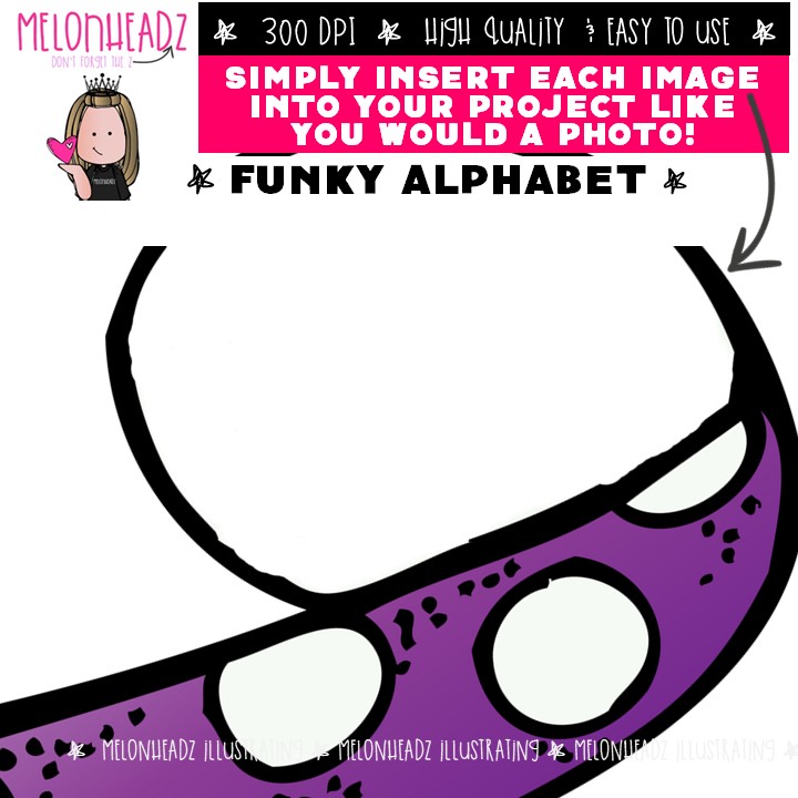 Funky Alphabet clip art, letters, numbers COLORED Version - Image 3