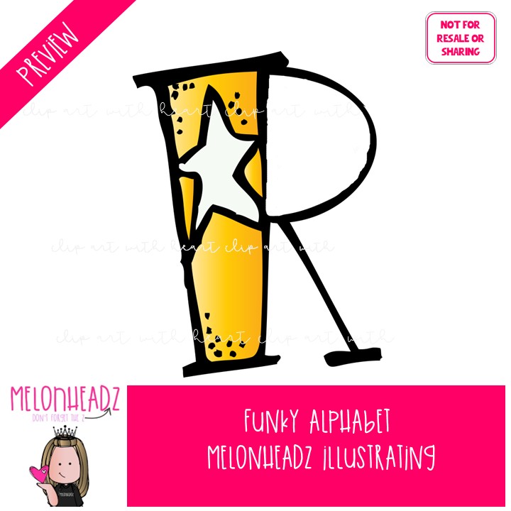 Funky Alphabet clip art, letters, numbers COLORED Version - Image 2
