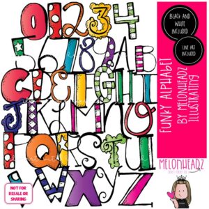 Funky Alphabet clip art, letters, numbers COMBO PACK