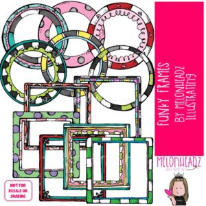 Funky Frames clip art, square, round, blank COLORED Version