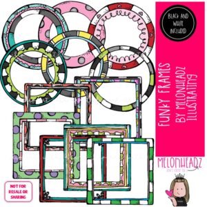 Funky Frames clip art, square, round, blank COMBO PACK