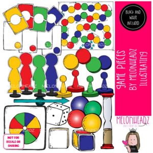 Game Pieces clip art, spinner, dice COMBO PACK