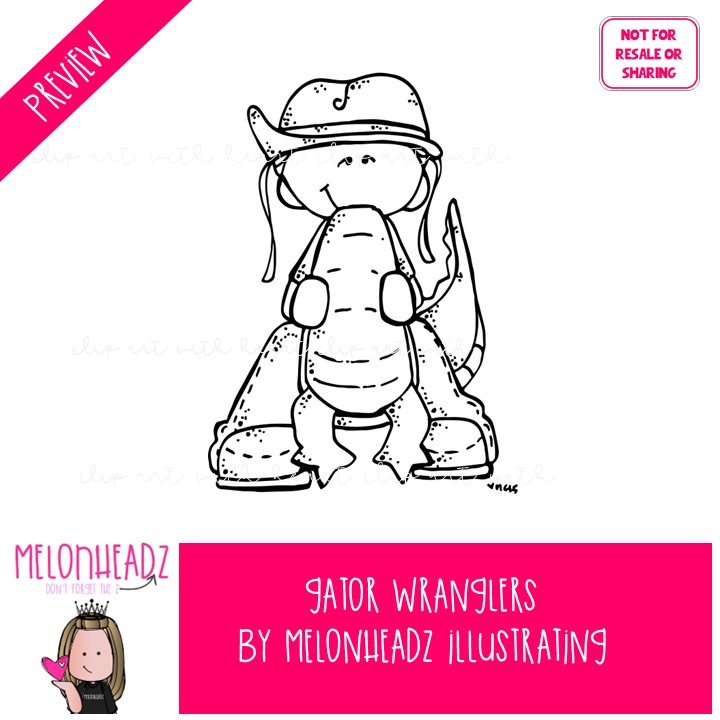 Gator Wranglers clip art Alligator clip art Hunting clip art BLACK AND WHITE - Image 2