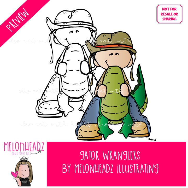 Gator Wranglers clip art Alligator clip art Hunting clip art COMBO PACK - Image 2
