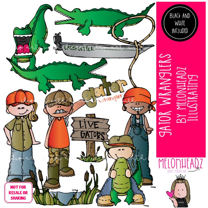 Gator Wranglers clip art Alligator clip art Hunting clip art COMBO PACK