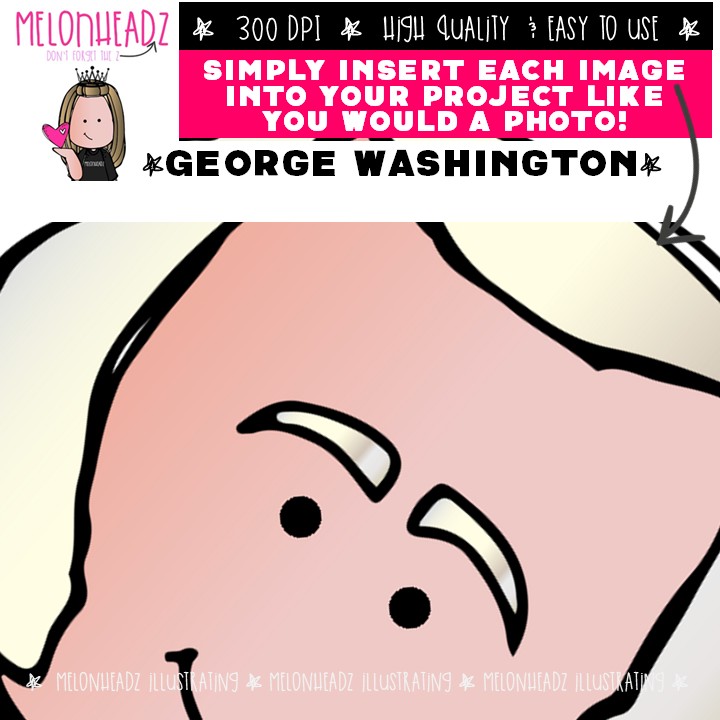 George Washington clip art, US President, Historical Figures Mini - Image 3