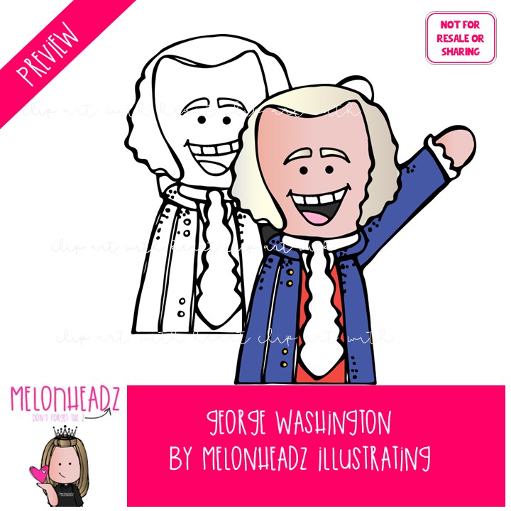 George Washington clip art, US President, Historical Figures Mini - Image 2