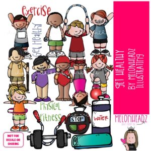 Get Healthy clip art, exercise, physical fitness COLORED Version